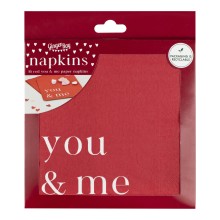 16 Napkin - Red With White Print