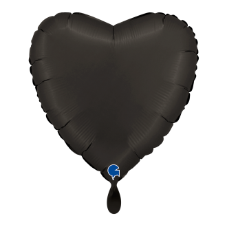 1 Balloon - Heart - Satin Fumé Black