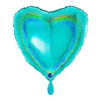 1 Balloon - Heart - Glitter Holographic Tiffany