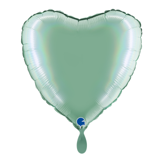 1 Balloon - Heart - Rainbow Holographic Platinum Tiffany