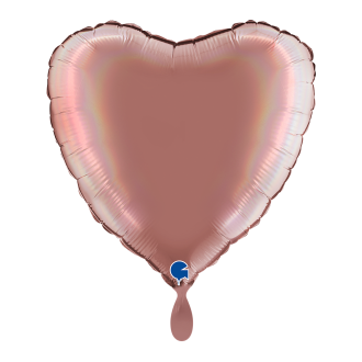 1 Balloon - Heart - Rainbow Holographic Platinum Rosè