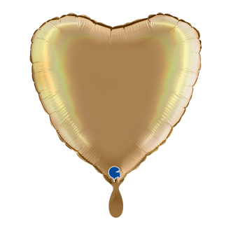 1 Balloon - Heart - Rainbow Holographic Platinum Champagne