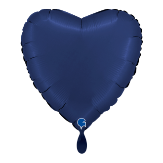 1 Balloon - Heart - Satin Blue Navy