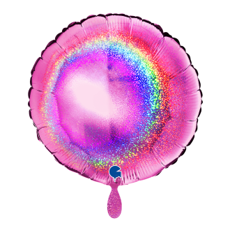 1 Balloon - Round - Glitter Holographic Fuxia