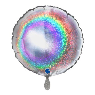 1 Balloon - Round - Glitter Holographic Silver