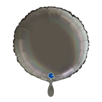 1 Balloon - Round - Rainbow Holographic Platinum Grey