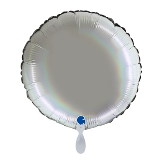 1 Balloon - Round - Rainbow Holographic Platinum Pure