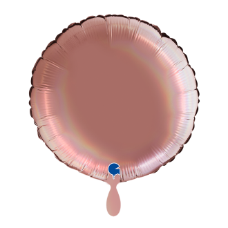 1 Balloon - Round - Rainbow Holographic Platinum Rosè