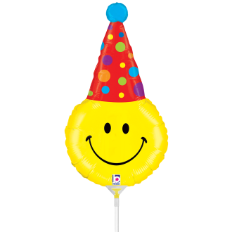 10 Miniballoons Airfilled - Smiley Party Hat (Unverpackt)