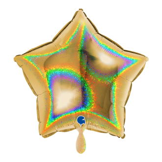 1 Balloon - Star - Glitter Holographic Gold 5