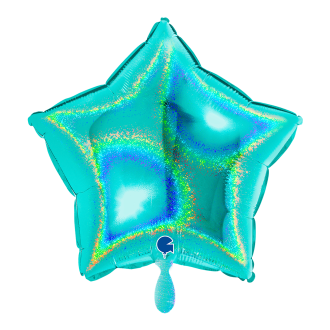 1 Balloon - Star - Glitter Holographic Tiffany