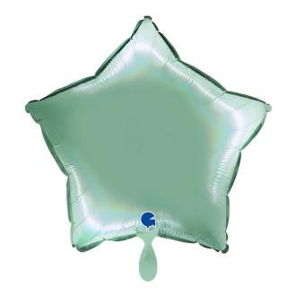 1 Balloon - Star - Rainbow Holographic Platinum Tiffany