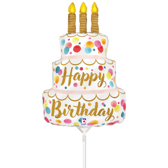 10 Miniballoons Airfilled - Satin Birthday Pink Cake (Unverpackt)