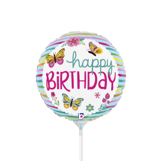 10 Miniballoons Airfilled - BDay Colorful Butterflies (Unverpackt)