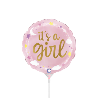 10 Miniballoons Airfilled - It`s A Girl Stars & Clouds (Unverpackt)