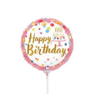 10 Miniballoons Airfilled - Satin Birthday Pink Party (Unverpackt)
