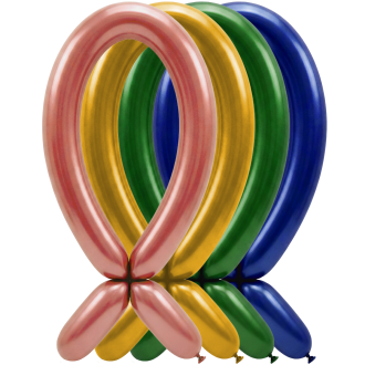 100 Modelling Balloons - 5x152cm - Metallic Assortment