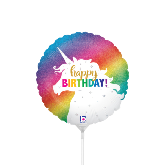 10 Miniballoons Airfilled - Glitter Unicorn Birthday (Unverpackt)