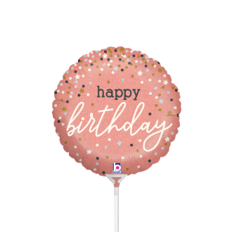 10 Miniballoons Airfilled - Rose Gold Confetti B-Day (Unverpackt)