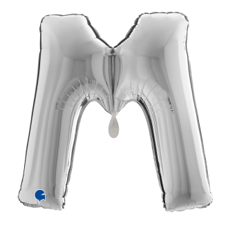 1 Balloon XXL - Letter M - Silver