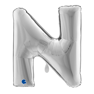 1 Balloon XXL - Letter N - Silver