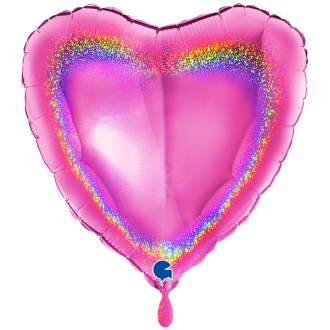 1 Balloon XXL - Heart - Glitter Holographic Fuxia