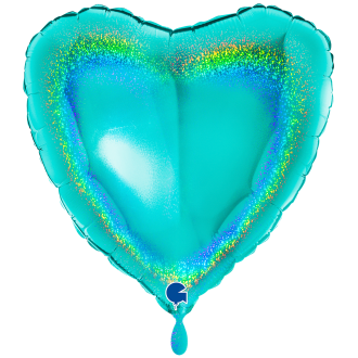 1 Balloon XXL - Heart - Glitter Holographic Tiffany