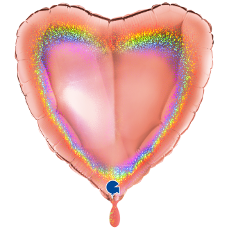 1 Balloon XXL - Heart - Glitter Holographic Rose Gold