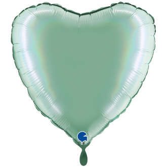 1 Balloon XXL - Heart - Rainbow Holographic Platinum Tiffany