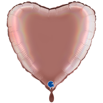 1 Balloon XXL - Heart - Rainbow Holographic Platinum Rosè