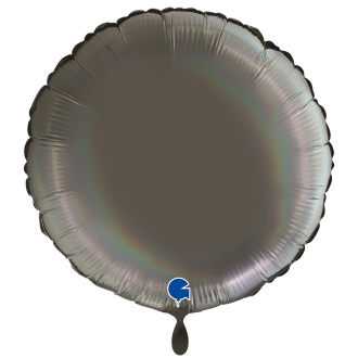 1 Balloon XXL - Round - Rainbow Holographic Platinum Grey