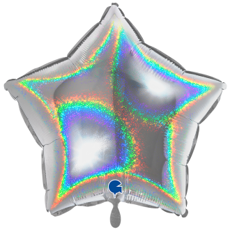 1 Balloon XXL - Star - Glitter Holographic Silver