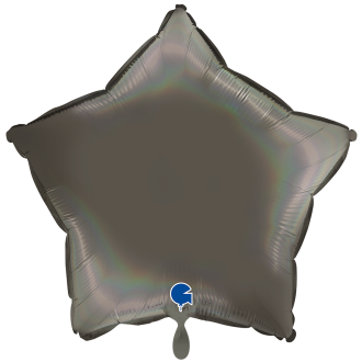 1 Balloon XXL - Star - Rainbow Holographic Platinum Grey