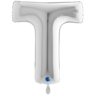 1 Balloon XXL - Letter T - Silver