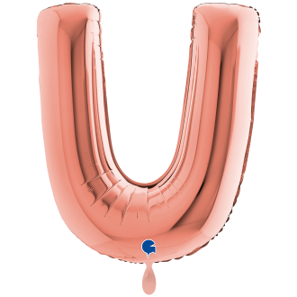 1 Balloon XXL - Letter U - Rosegold