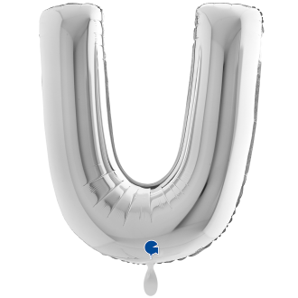 1 Balloon XXL - Letter U - Silver