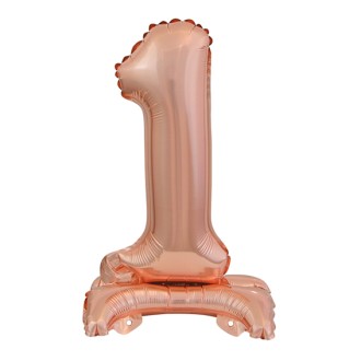 1 Balloon XS mit Standfuß - Zahl 1 - Roségold