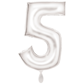 1 Balloon XXL - Zahl 5 - Silk Lustre Weiß