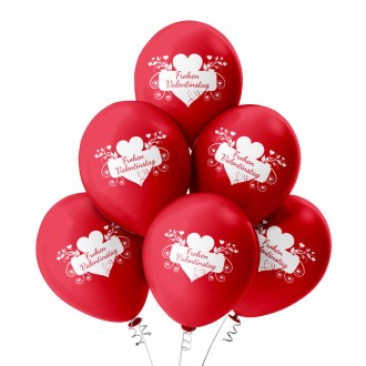 6 Luftballons Frohen Valentinstag - Rot