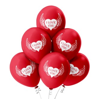 6 Luftballons I Love You - Rot