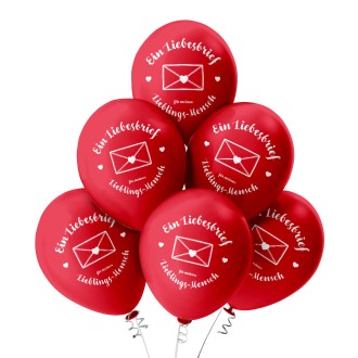 6 Luftballons Liebesbrief - Rot