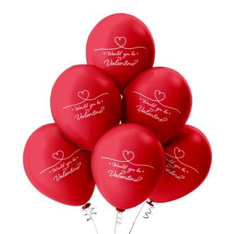 6 Luftballons Would You Be My Valentine? - Rot