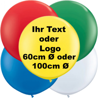 Natur Riesenballons 1-farbig bedrucken Ø 60 cm / Optional Ø 100 cm - Siebdruck