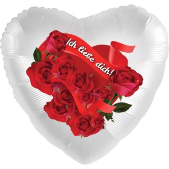 Folienballons - Herzballon Liebe Rosen Ø 45 cm
