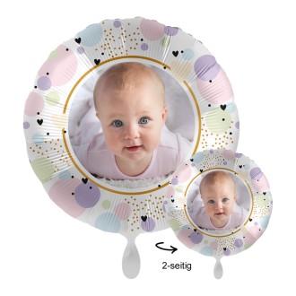 Folienballons Fotodruck 2-seitig - Rundballon Baby Herzen Ø 45 cm