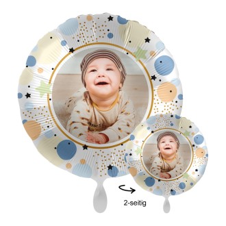 Folienballons Fotodruck 2-seitig - Rundballon Baby Sterne Ø 45 cm