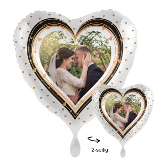 Folienballons Fotodruck 2-seitig - Herzballon Eleganter Rahmen Ø 45 cm