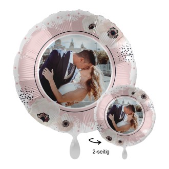 Folienballons Fotodruck 2-seitig - Rundballon Weiße Blumen Ø 45 cm