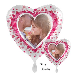 Folienballons Fotodruck 2-seitig - Herzballon Pinke Herzen Ø 45 cm