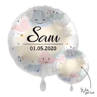 Folienballons Personalisiert Ø 45 cm - Baby Wolken